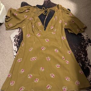 Free People Olive Floral Mini Dress